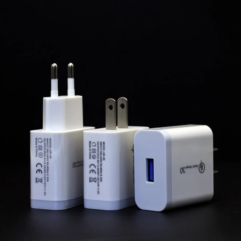 USB зарядное устройство штепсельная вилка EU/US 5V 3.5A QC3.0 одиночный в AC быстрое