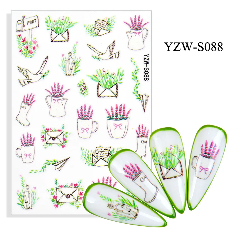 

3D Nail Sticker Dove Olive Branch Slider Nails Art Decoration Wraps Decals Design Adhesive Manicure Tips Stickers Pegatina