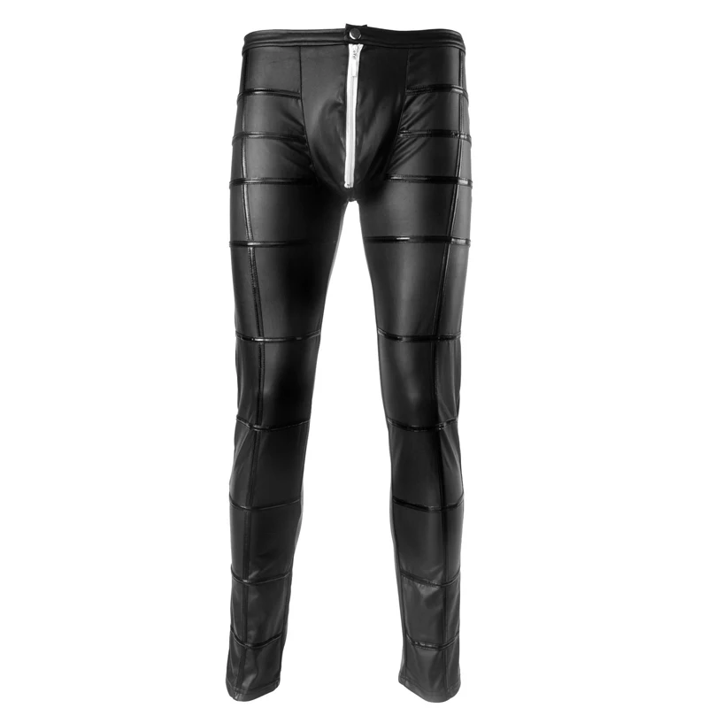 Sexy Mens Faux Leather Wetlook Tight Pants Bottoms Clubwear Zip Long Trousers | Женская одежда