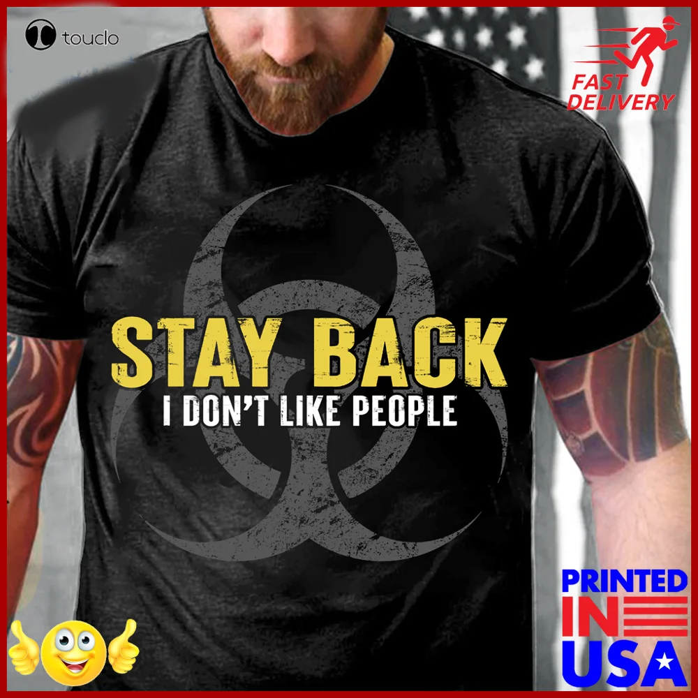 

Мужские футболки с надписью «Stay Back», «I't Like People», распродажа