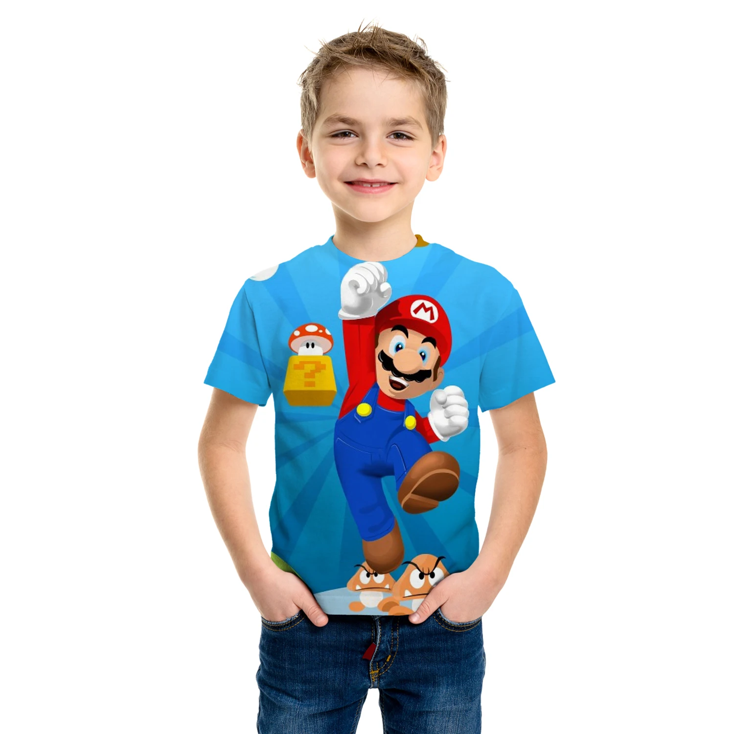 

Забавные футболки для мальчиков и девочек с 3D-принтом героев мультфильмов, Детская летняя одежда 2021, детская одежда