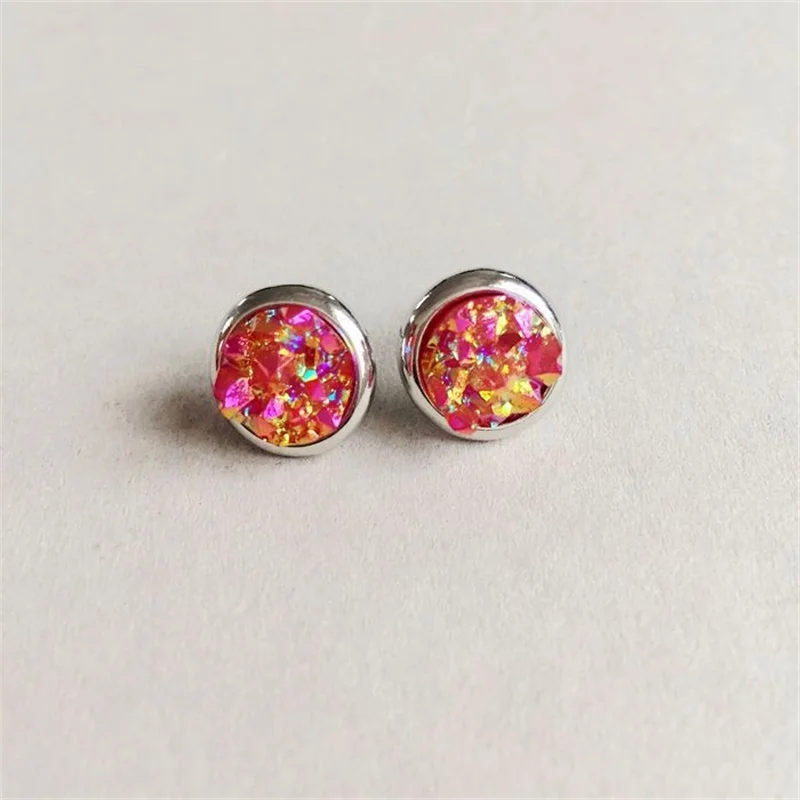 5 Colors Round Stud Earrings Fashion Resin Lava Quartz Stone Earings Color Cute Brand Jewelry for Women | Украшения и аксессуары