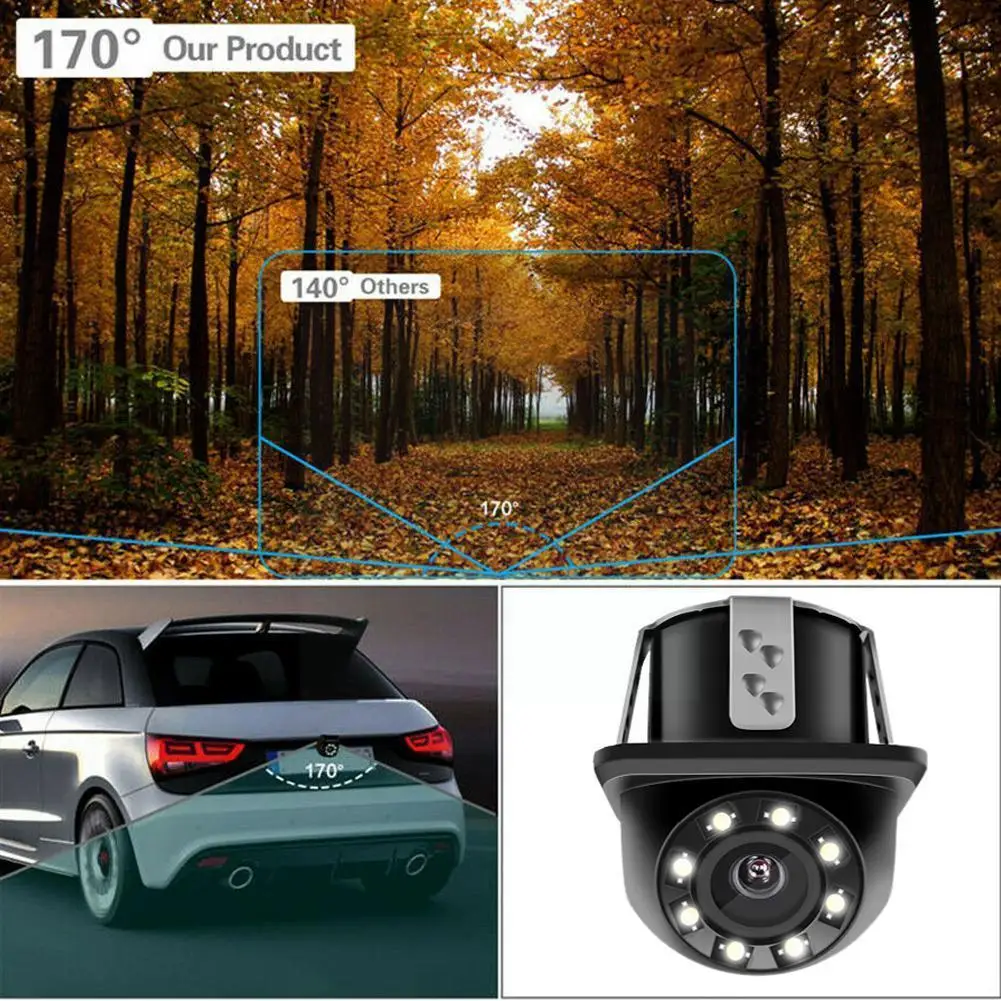 

Car Rear View Camera 4 LED Round Back Up Cameras Night Waterproof Auto Degree CCD Monitor HD 170 Video Reversing Vision Par G5D0