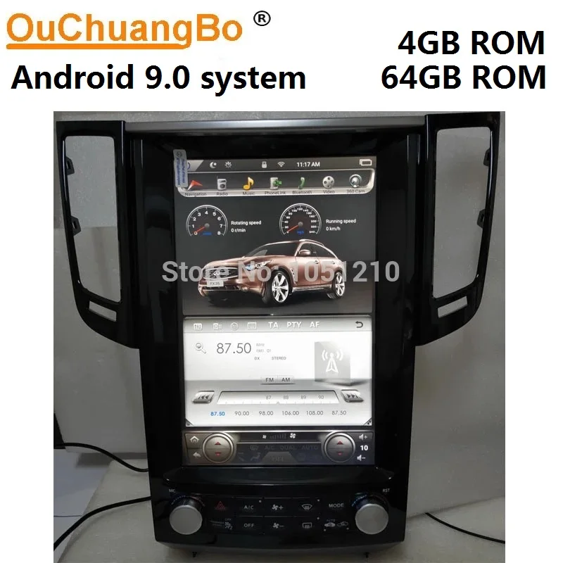 

Видеоплеер Ouchuangbo, android 9,0, с радио, для 12,1 дюймов, Infiniti FX FX25, FX35, FX37, QX70, аудио плеер с gps дюймов, с 6 ядрами, 4 Гб + 64 ГБ