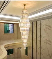 Staircase Lamp Long Cascading Chandeliers Ceiling Pendant Living Room Stairway Hotel Lobby Crystal Chandelier Lighting Stairs