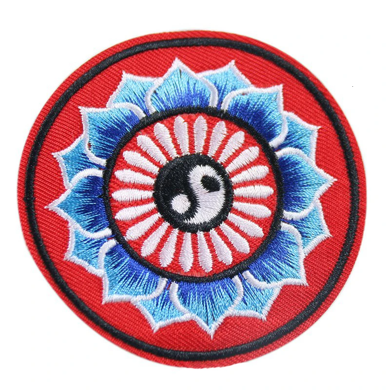 Tai Chi Lotus вышитые нашивки цветы для одежды Железная аппликация йоги детей DIY