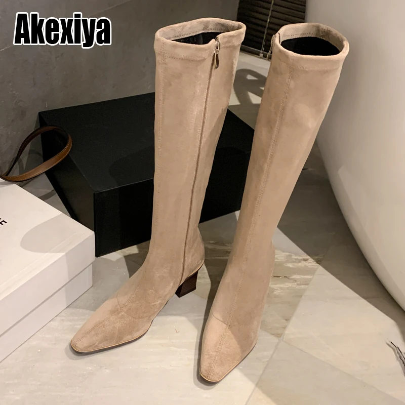 

Осенние высокие сапоги, зимние модные женские сапоги до бедра, плюшевые черные сапоги до колена, размер 33-43, bc2321