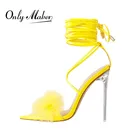 Женские босоножки Onlymaker с открытым носком, на шнуровке, босоножки на высоком каблуке, цвет серыйзеленый