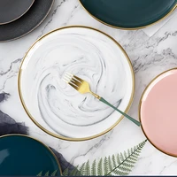 7810 inch ceramic dinner plates gold inlay dishes hotel food marble salad plate steak home tableware noodle dish dessert tray