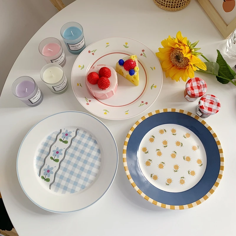 

vajilla completa de plato dishes and plates sets kawaii plate Retro fresh breakfast ceramic plate dessert plate western plate
