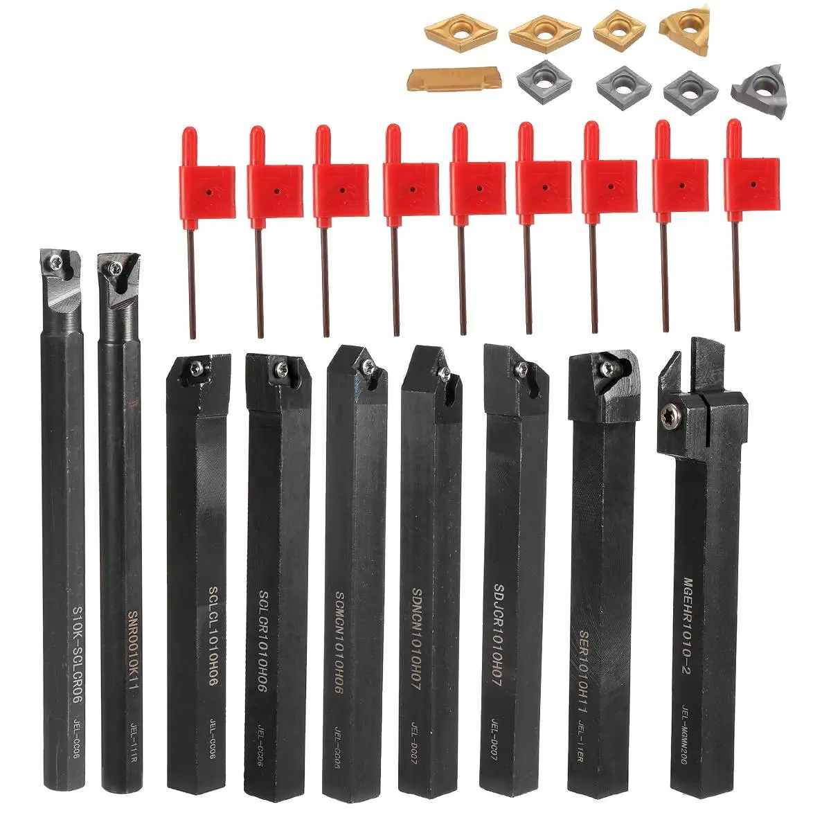 

27PCS 10MM Shank Milling Tool Holder High Hardness Lathe Turning Tool Holder Boring Bar CNC Tools with Carbide Insert and Wrench