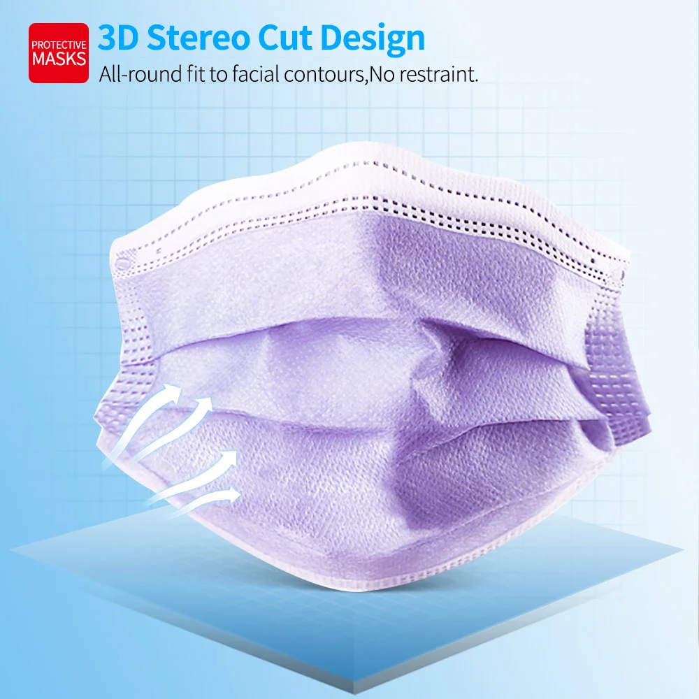 

Маски со ртом для лица одноразовые, 3-слойные, с фильтром