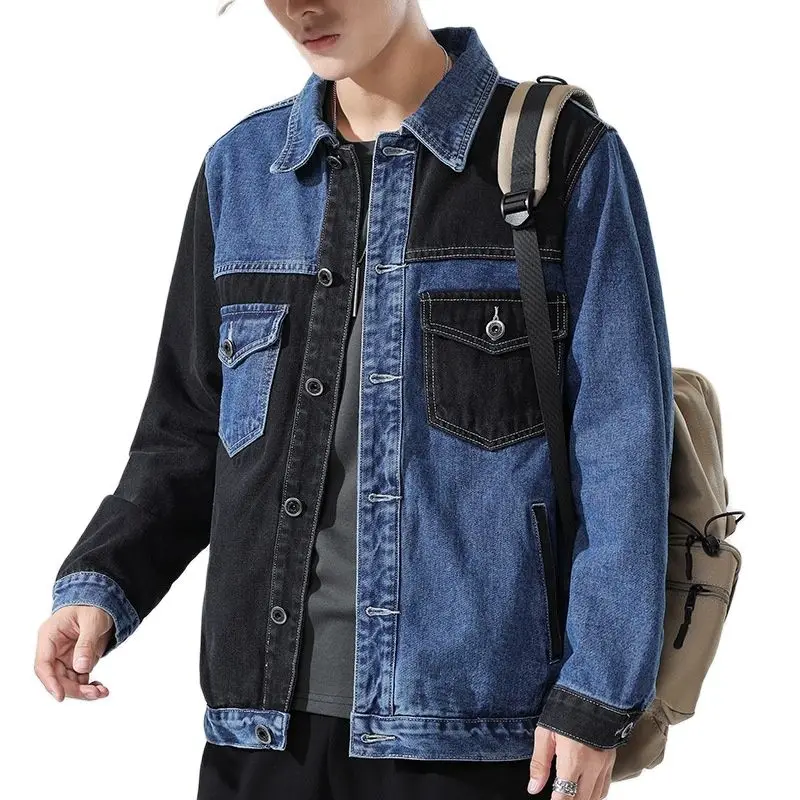 

Autumn Spring 2021 Plus size 7XL 6XL 5XL 4XL-L MAX CHEST 146CM Denim Jeans Jacket Men Stand Collar Casual Fashion Clothes
