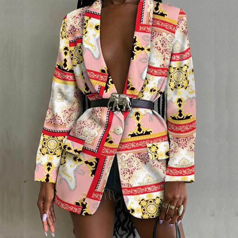 

2021 Autumn and winter new, fashionable sexy printed jacket suit