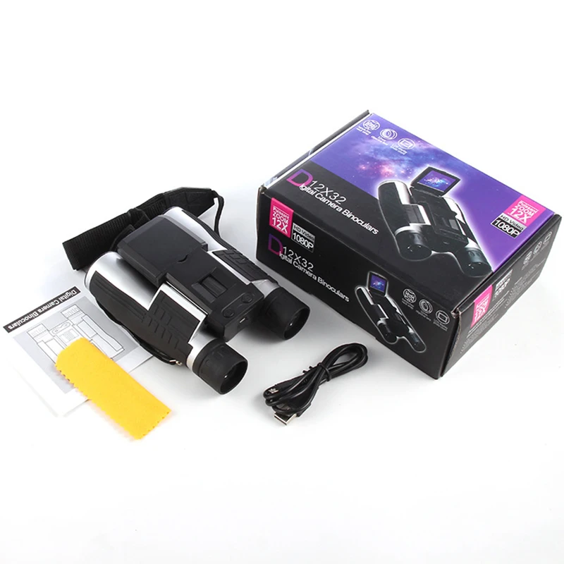 12x32 HD цифровой бинокулярный телескоп с 2 ''ЖК-экраном видеомагнитофон функция