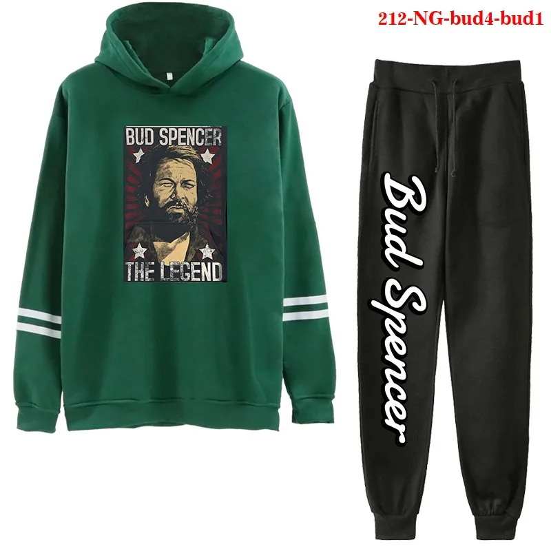 

Bud Spencer Streetwear Tracksuit Sportswear Women's Sets Oversized Hooded Pullover Men Hoodie Suit Sport Pants Girls Clothes Set