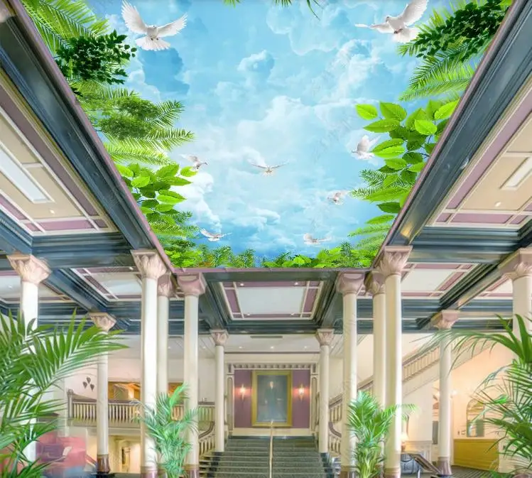 Пользовательские большие потолочные Настенные обои 3D сказочные Фэнтези лес небо