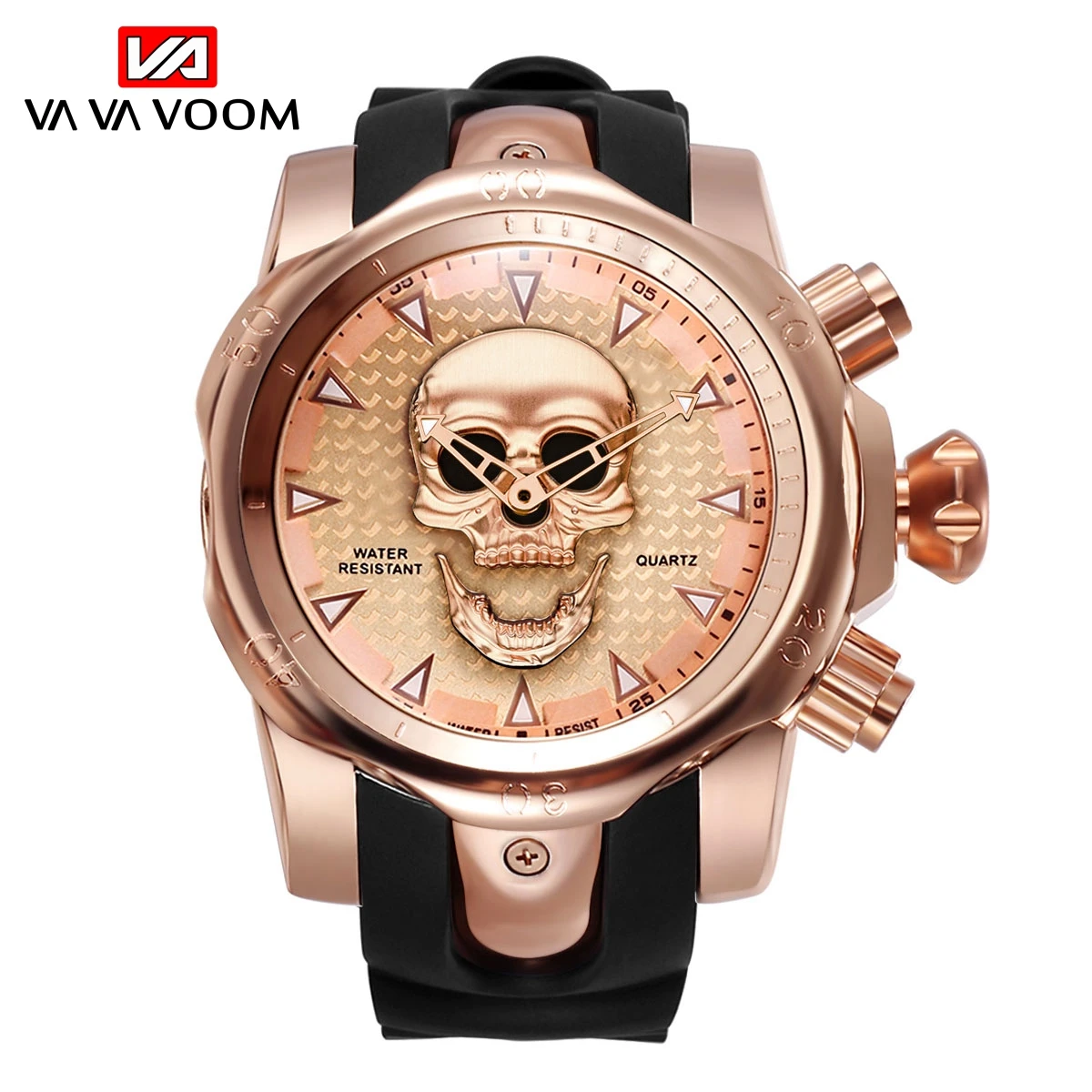51mm Big Dial Gold Black Silicone Band Rubber Sport Watch Skeleton Skull Head Men Fashion Silica gel Relogios Masculinos Watches | Наручные