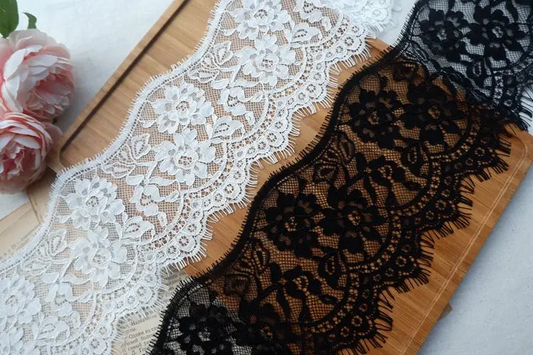

Width 11cm Eyelash Lace Ribbon car bone Floral Embroidered for Garment Decoration and DIY Craft Lace Trimming 3meters/pcs