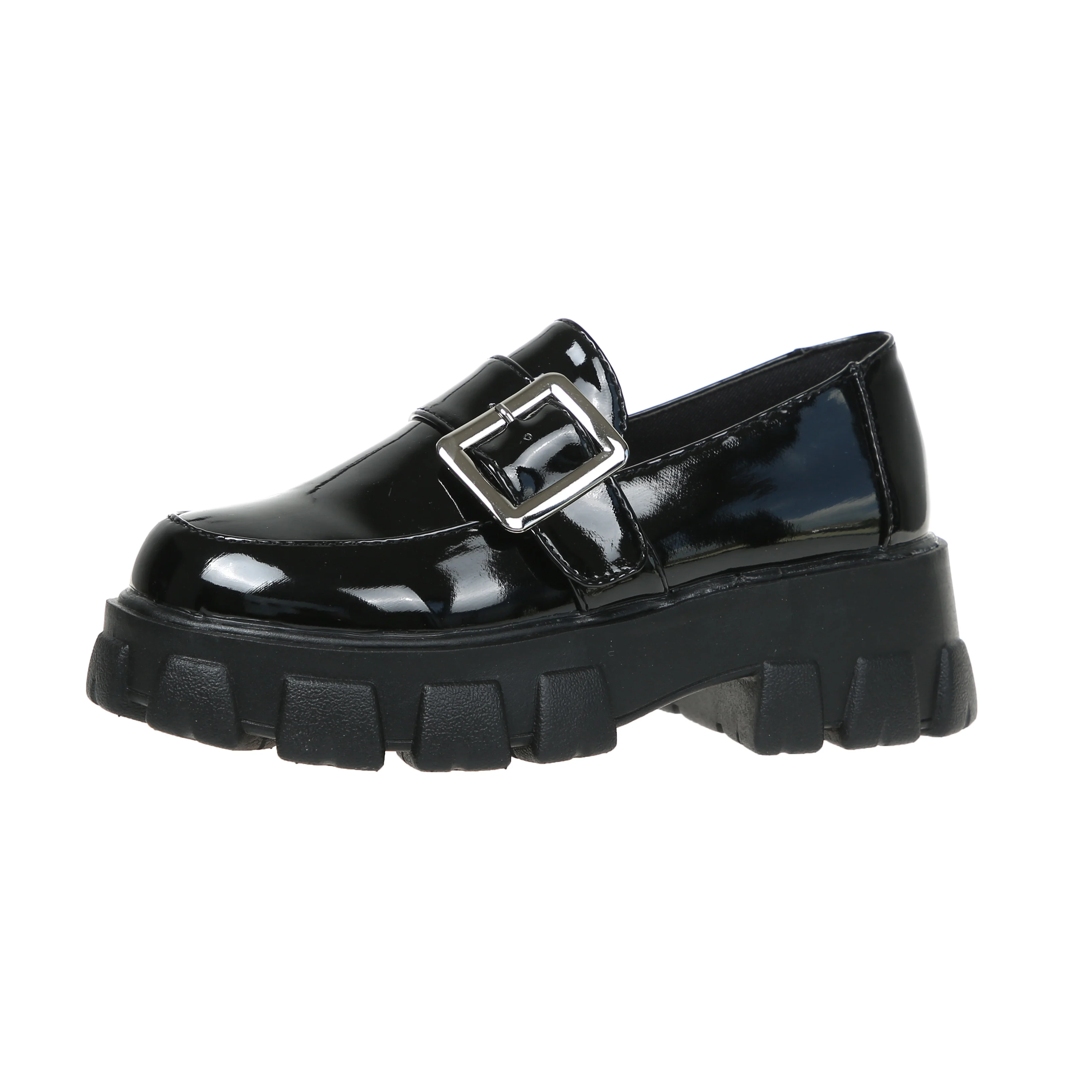 

Casual Woman Shoe Black Flats Oxfords British Style Female Footwear Clogs Platform All-Match Round Toe Modis Leather Preppy Dres