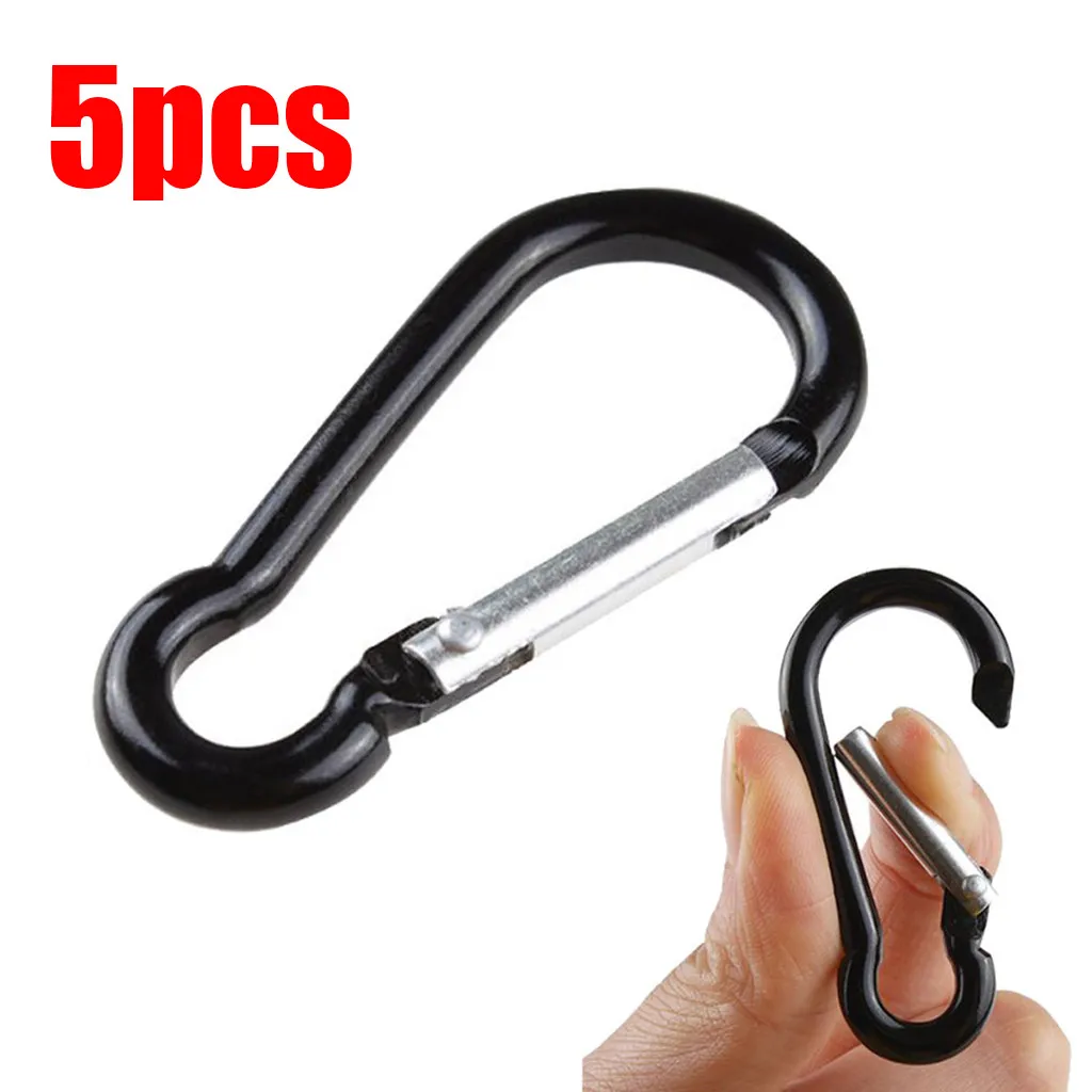 

5pc Aluminum Alloy Carabiner Outdoor Backpack Camping Climbing Booms Fishing Hook Keychain Lock Buckle Hiking Camping Tools