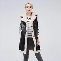 natural wool sheep shearing autumn winter womens tops warm leather coat women vest new fashion sheepskin sweater vest coat