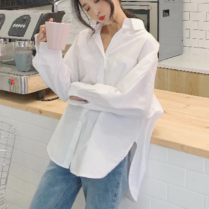 Рубашка женская с длинным рукавом модная Повседневная блузка свободного покроя