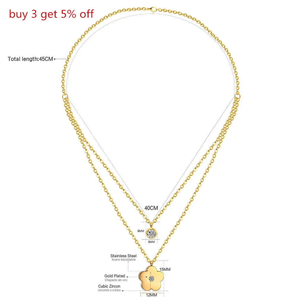 LUXUKISSKIDS подвеска из нержавеющей стали с золотым цветком ожерелье Женская Золотая