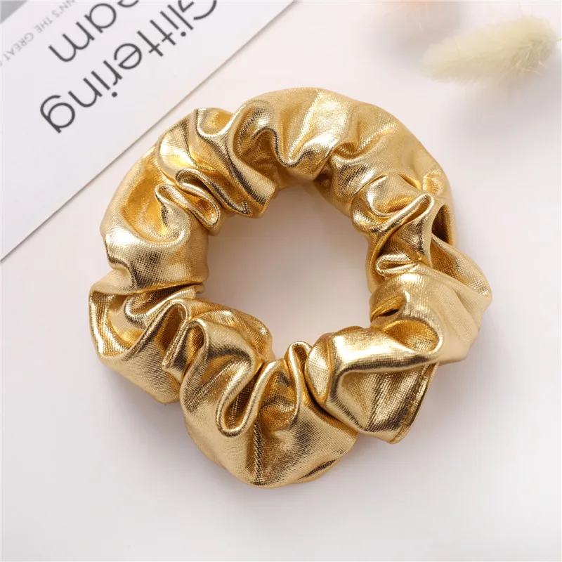 Женские эластичные резинки для волос из искусственной кожи золотистого и