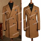 Мужское пальто из твида YIWU MEN SA, коричневое двубортное пальто с острым носком, курительная деловая верхняя одежда по индивидуальному заказу, зима 2021