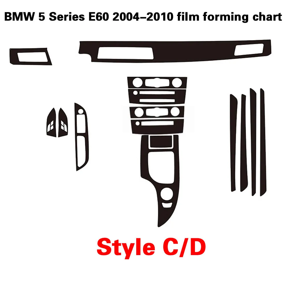 

For BMW 5 Series E60 2004-2010 Interior Central Control Panel Door Handle 5D Carbon Fiber Stickers Decals Car styling Accessorie