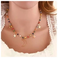 europe and america new fashion classic simple personality imitation pearl rice moon womens pendant necklace wholesale
