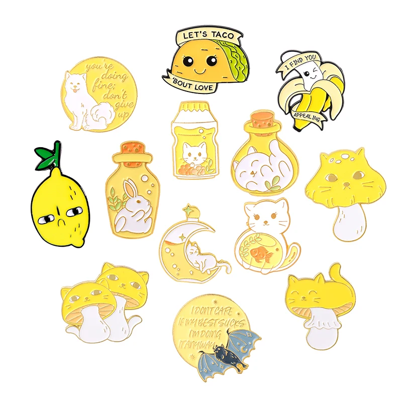 Эмалированные заколки в виде фруктов молока Мультяшные броши лимона банана