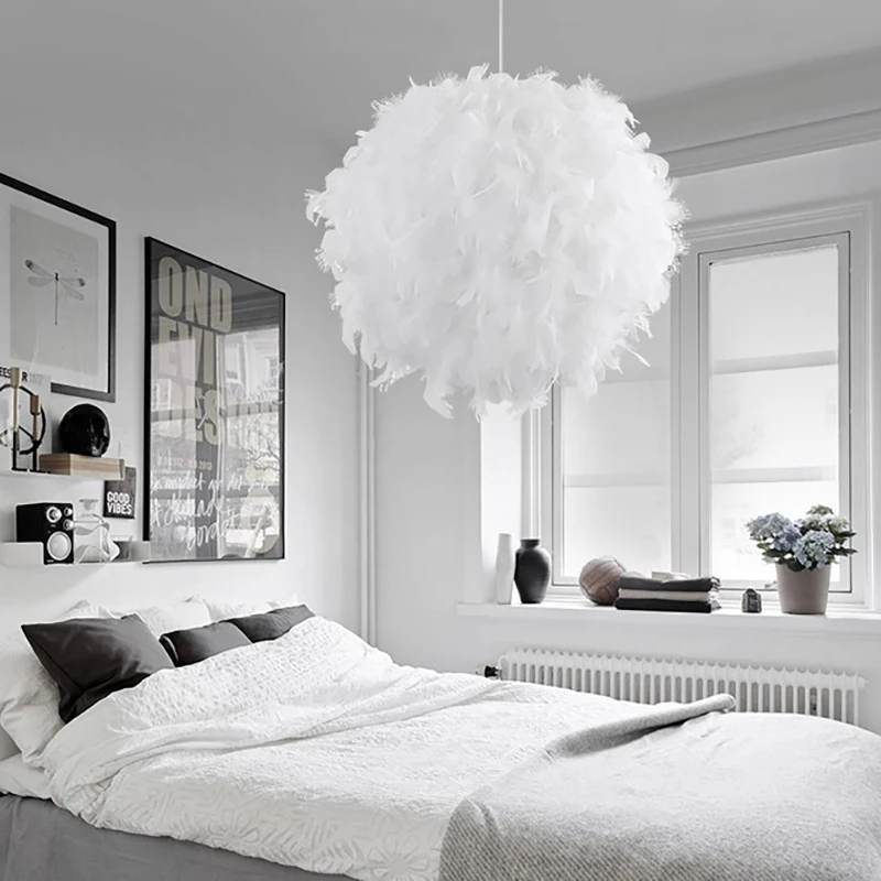 Белая ткань ac220в спальня Личность Мода простой бадминтон освещение люстра с