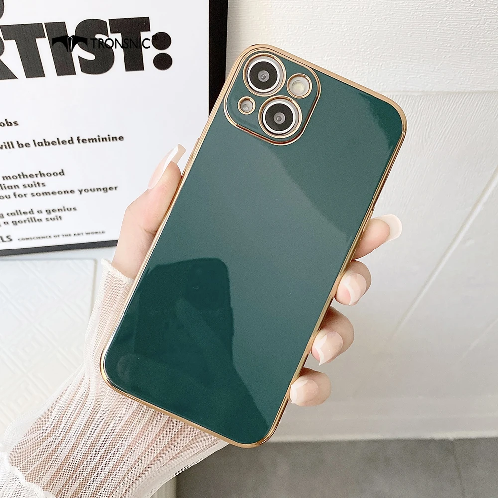 electroplated phone case for iphone 13 2 11 pro max xr xs max soft glossy green black gold case for iphone 6s 7 8 plus cover hot free global shipping