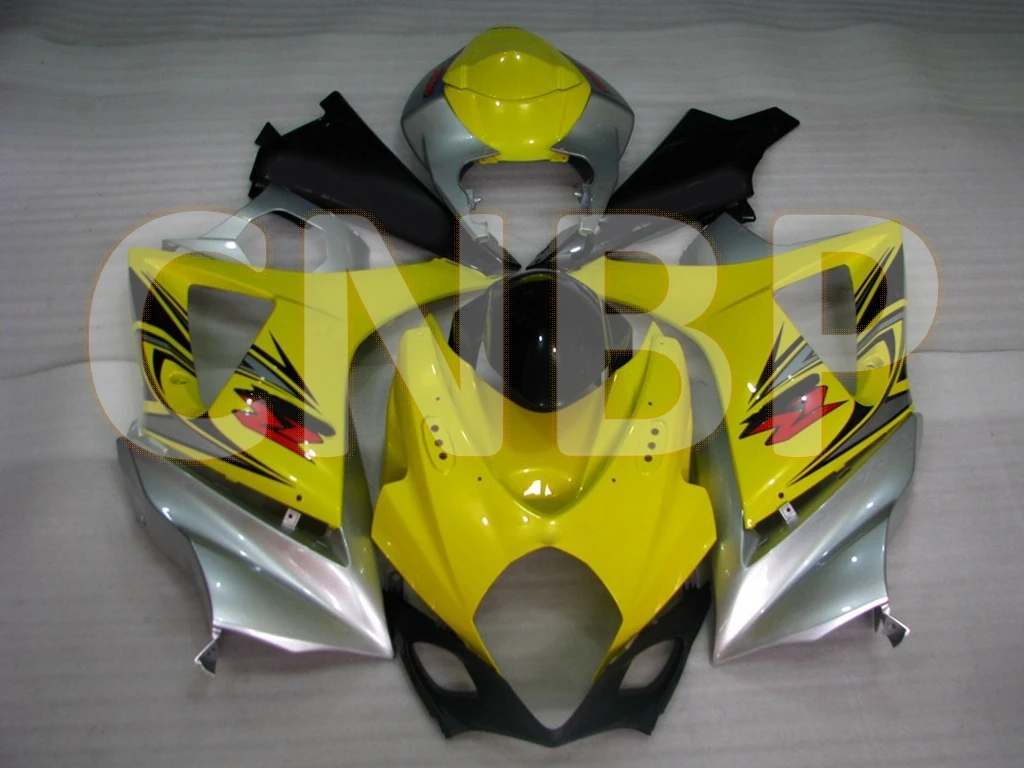 GSX R1000 2007 2008 K7 обтекатели GSXR 1000 08 Желтый серебристый обтекатель мотоцикла
