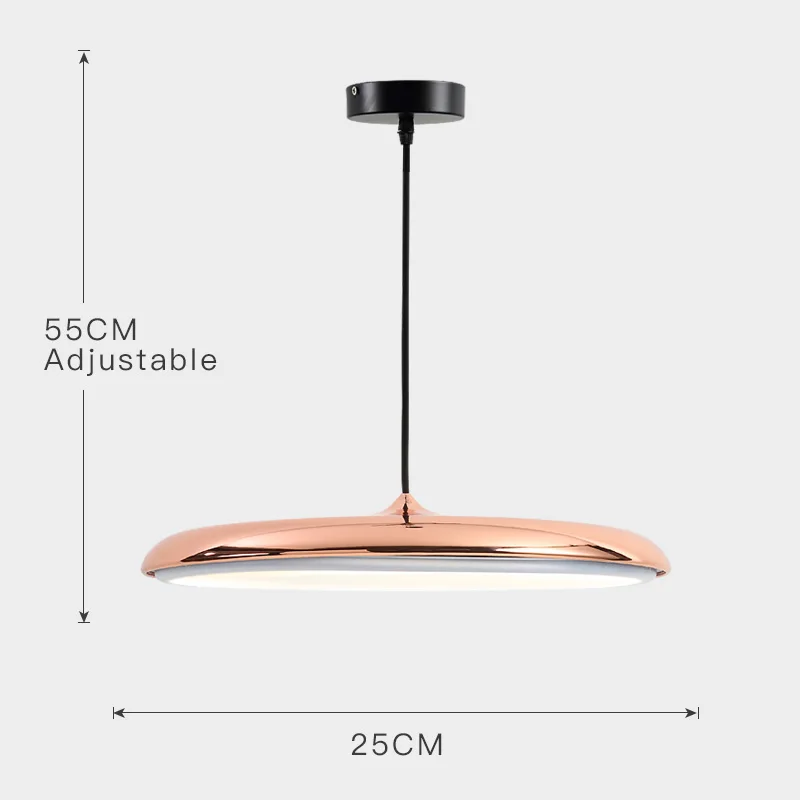 Rose Gold-Small FSS Современный художественный дизайн светодиодный подвесной светильник НЛО круглая пластина Подвесная лампа для столовой гостиной спальни настольная лампа для учебы Подвесная лампа - Цвет корпуса: Rose Gold-Small