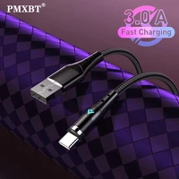led magnetic type c micro usb cable 3a fast charging magnet charger data cord for iphone 12 mobile phone quick charge usb cable