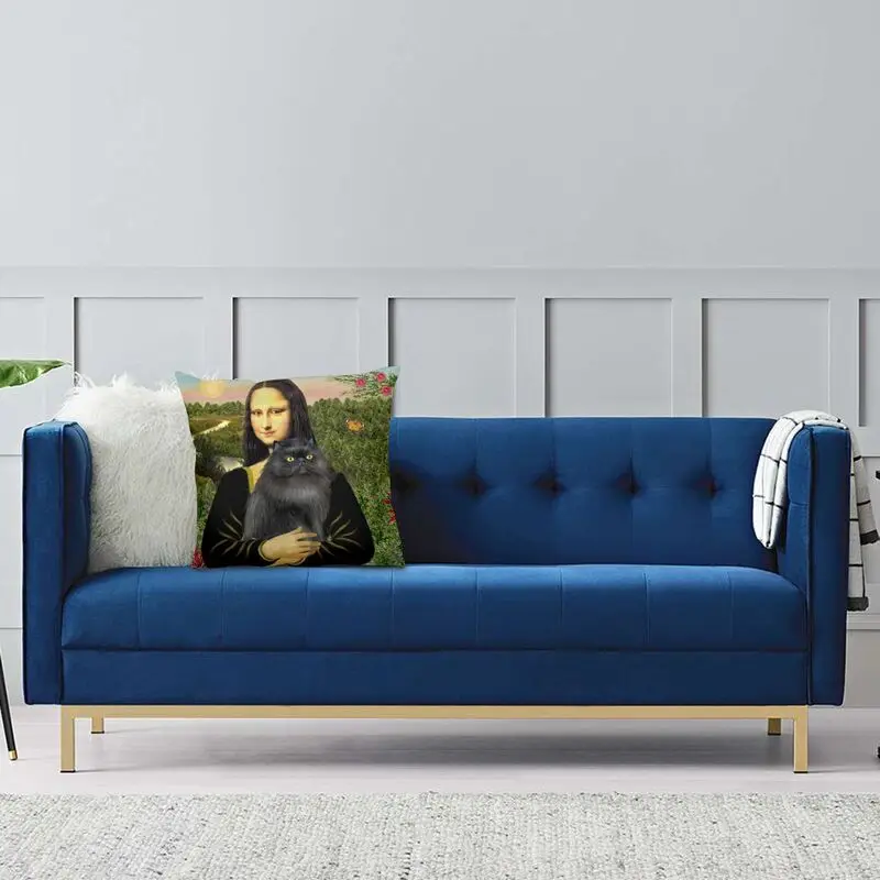 Чехол с забавной надписью Мона Лиза и ее на подушку в виде персидской кошки