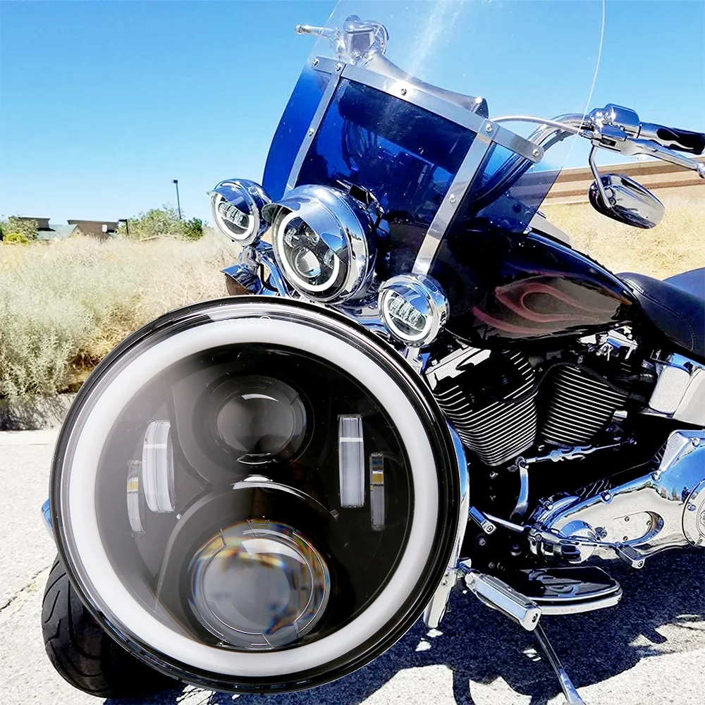 

7-дюймовая светодиодная фара для мотоцикла Fat Boy Touring, ультраклассическая электрическая фара для уличного скольжения, дорожного короля, мото...