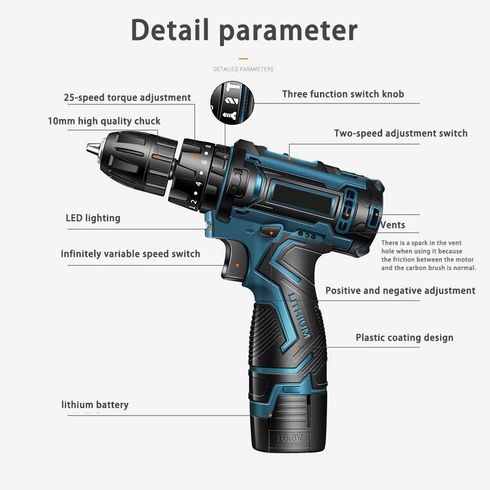 Ударная дрель электрическая ручная с литиевой батареей 16 8 в/36 В|Электрические