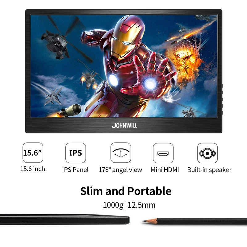 저렴한 휴대용 모니터 15.6 인치 4k Lcd Hd HDMI USB 유형 C 디스플레이 PC 노트북 전화 PS4-switch-XBOX 1080p 게임 모니터 Ips 화면