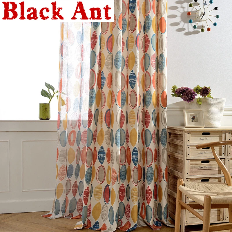 Цветные занавески WP090 #30 тюлевые шторы с геометрическим принтом для гостиной