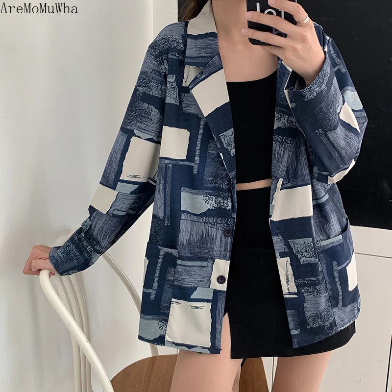 Осенний новый костюм AreMoMuWha с длинным рукавом и принтом женский пиджак 2019
