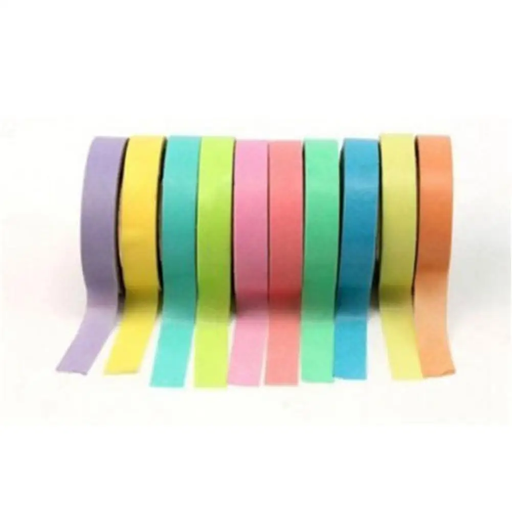 

10 Pcs 5m Mini Multicolor Long DIY Sticky Paper Self Adhesive Roll Tapes Set