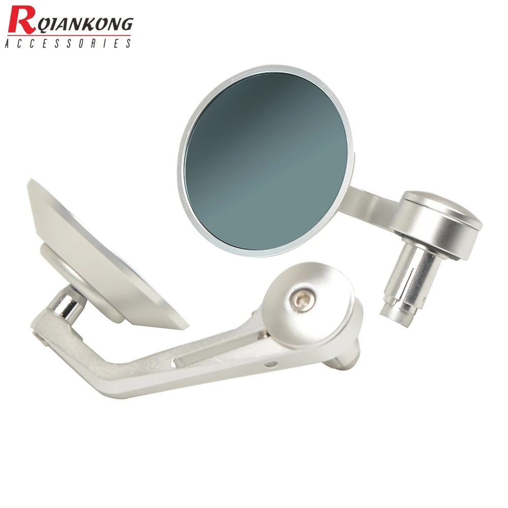 CNC Universal Round Motorcycle Mirrors Rear View Handle Bar End Rearviews Side Mirror New Blue Glass For Honda Yamaha BMW | Автомобили и