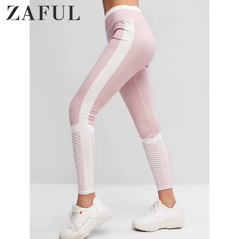 ZAFUL подтягивающие полосатые цветные спортивные Леггинсы со средним обхватом