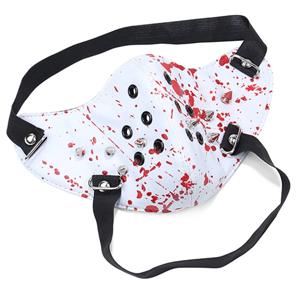 Панк Рок черный унисекс мотоцикл панк Хэллоуин косплей стиль металлические заклепки маска для женщин и мужчин муфельные маски со ртом для лица