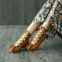 fashion women lace up bandage european design flat heels boots shoes classic nationality ladies party gladiator ankle boots