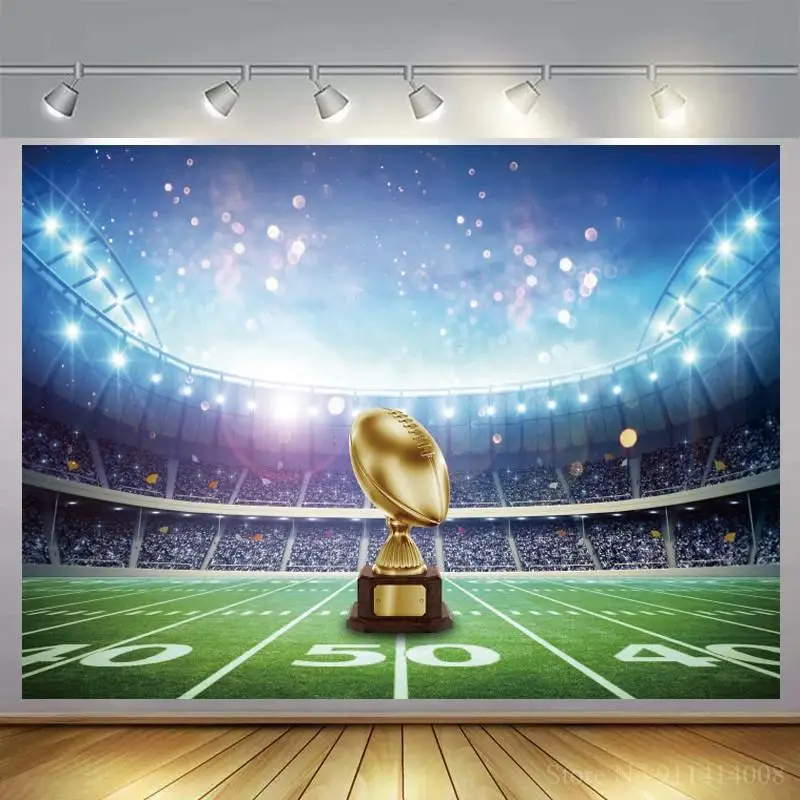 

Birthday Photocall Football Field Grassland Lights Stadium Sportsman Newborn Kid Photography Backdrops Photo Backgrounds